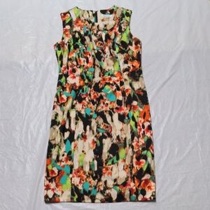 Calvin Klein Abstract Print Colorful Sheath Career Dress Size 8
